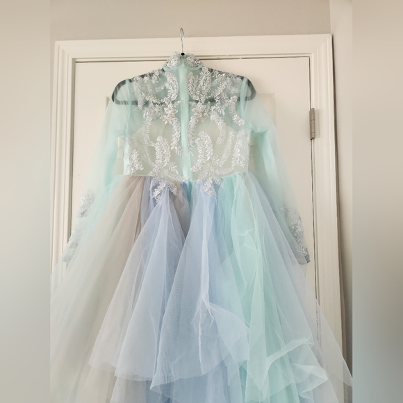 Mint Green Costumes Toast ball gown Banquet wedding Bridal fairy dress gown - Picture 8 of 12